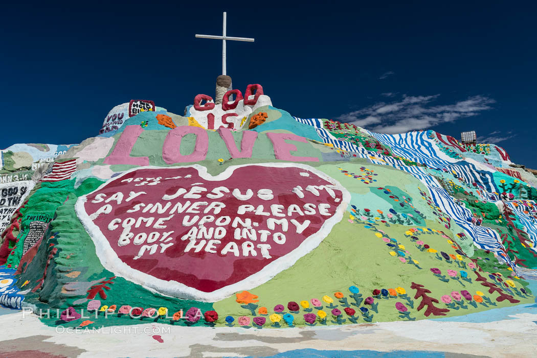 Salvation Mountain, the life work of Leonard Knight, near the town of Niland, California. USA, natural history stock photograph, photo id 29209