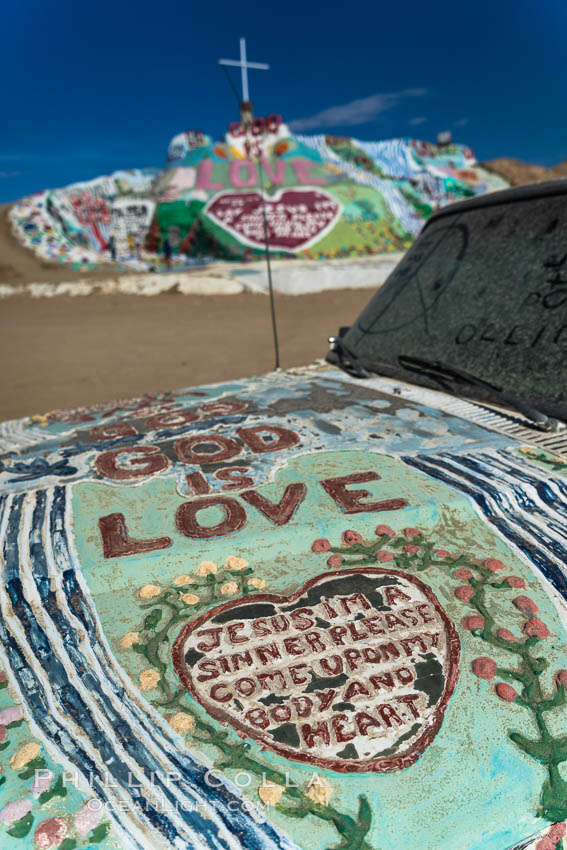 Salvation Mountain, the life work of Leonard Knight, near the town of Niland, California. USA, natural history stock photograph, photo id 29225