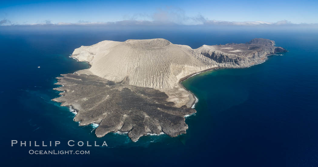 San Benedicto Island and Barcena crater, aerial photo, Revillagigedos Islands, Mexico. San Benedicto Island (Islas Revillagigedos), Baja California, natural history stock photograph, photo id 32914