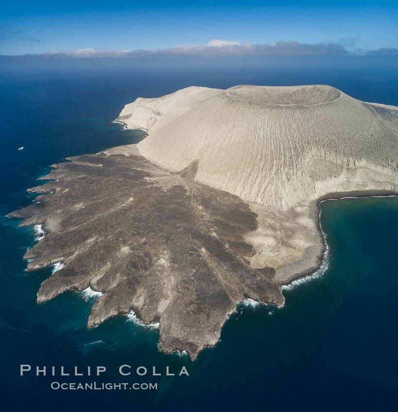 San Benedicto Island and Barcena crater, aerial photo, Revillagigedos Islands, Mexico. San Benedicto Island (Islas Revillagigedos), Baja California, natural history stock photograph, photo id 32915