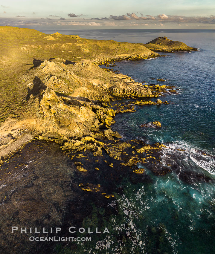 San Clemente Island aerial photo, Pyramid Head and Balanced Rock at the southern end of the island.  San Clemente Island Pyramid Head, the distinctive pyramid shaped southern end of the island, exhibits distinctive geologic terracing, underwater reefs and giant kelp forests. California, USA, natural history stock photograph, photo id 38488