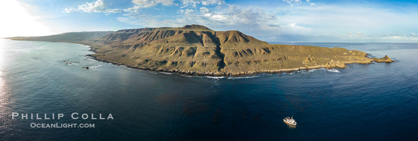 San Clemente Island aerial photo, Pyramid Head and Balanced Rock at the southern end of the island.  San Clemente Island Pyramid Head, the distinctive pyramid shaped southern end of the island, exhibits distinctive geologic terracing, underwater reefs and giant kelp forests. California, USA, natural history stock photograph, photo id 38485