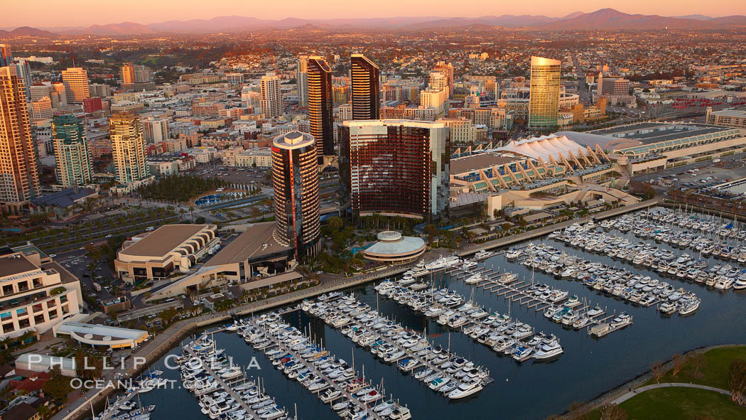 Embarcadero marina and San Diego Marriott hotel towers, along San Diego Bay. California, USA, natural history stock photograph, photo id 22407