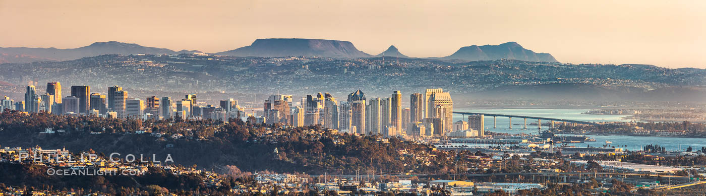 San Diego and Tijuana City Skyline, panoramic photo, viewed from Mount Soledad