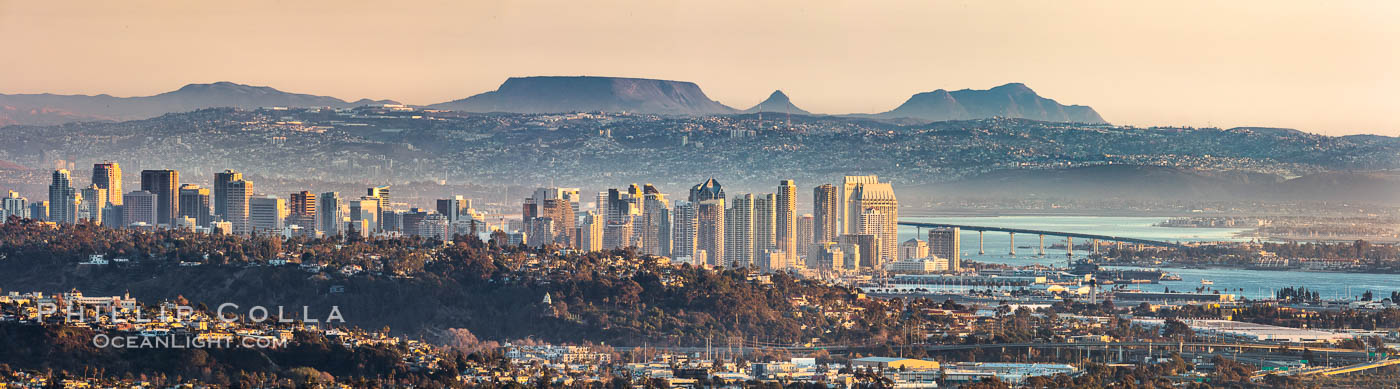 San Diego and Tijuana City Skyline, panoramic photo, viewed from Mount Soledad. California, USA, natural history stock photograph, photo id 36657