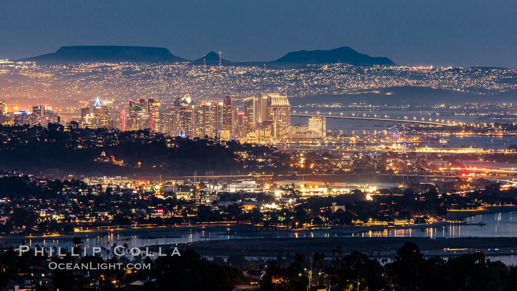 San Diego and Tijuana City Skyline, viewed from Mount Soledad