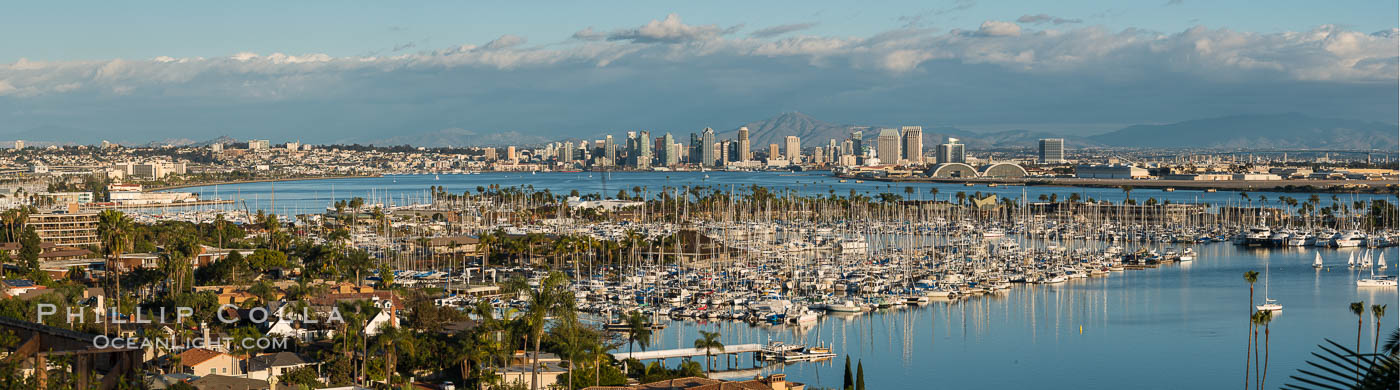 San Diego Bay and Skyline, viewed from Point Loma, panoramic photograph. California, USA, natural history stock photograph, photo id 30208