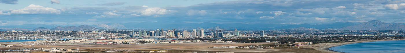 Coronado Island and Hotel del Coronado City skyline, viewed from Point Loma, panoramic photograph. San Diego, California, USA, natural history stock photograph, photo id 30201