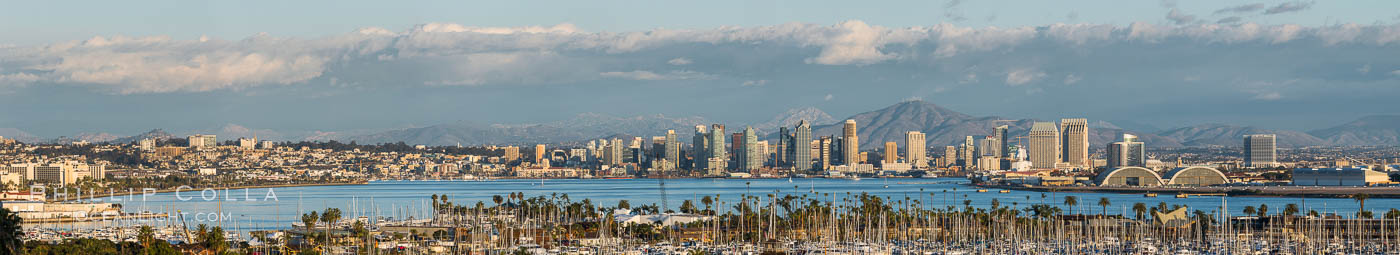 San Diego Bay and Skyline, viewed from Point Loma, panoramic photograph. California, USA, natural history stock photograph, photo id 30209