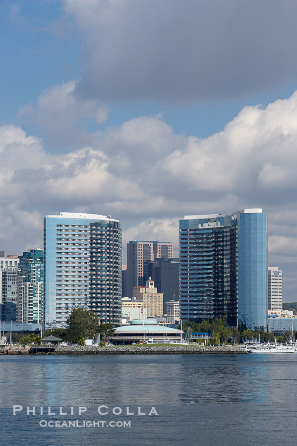 San Diego downtown waterfront skyline, viewed across San Diego Bay from Coronado Island., natural history stock photograph, photo id 14622