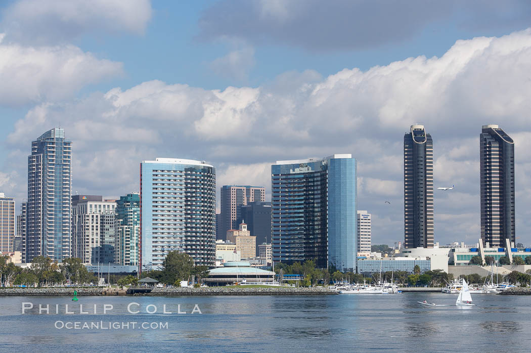 San Diego downtown waterfront skyline, viewed across San Diego Bay from Coronado Island. California, USA, natural history stock photograph, photo id 14620