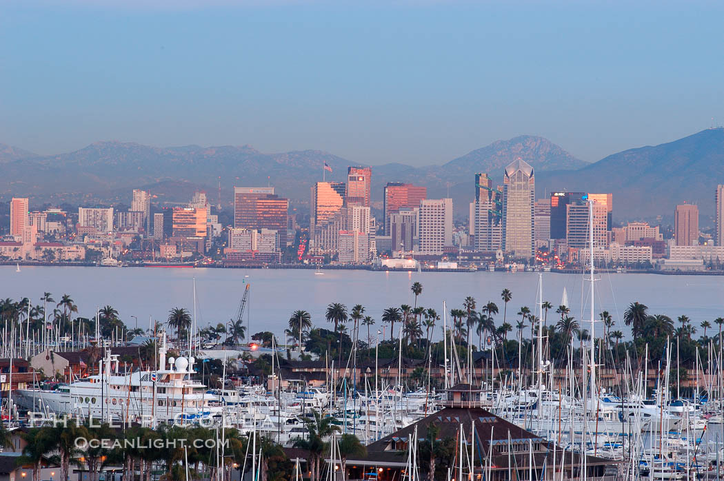 San Diego downtown skyline, viewed from Point Loma. California, USA, natural history stock photograph, photo id 06479