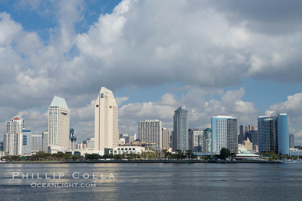 San Diego downtown waterfront skyline, viewed across San Diego Bay from Coronado Island. California, USA, natural history stock photograph, photo id 14619