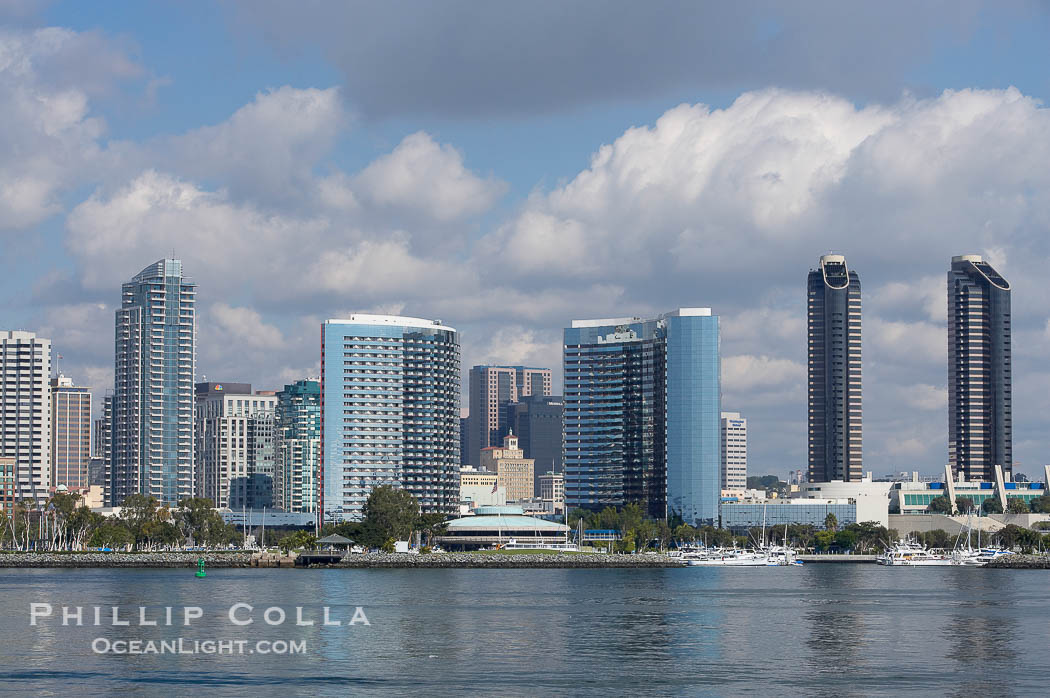 San Diego downtown waterfront skyline, viewed across San Diego Bay from Coronado Island., natural history stock photograph, photo id 14627