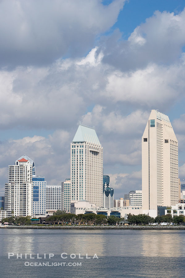 San Diego downtown waterfront skyline, viewed across San Diego Bay from Coronado Island., natural history stock photograph, photo id 14621