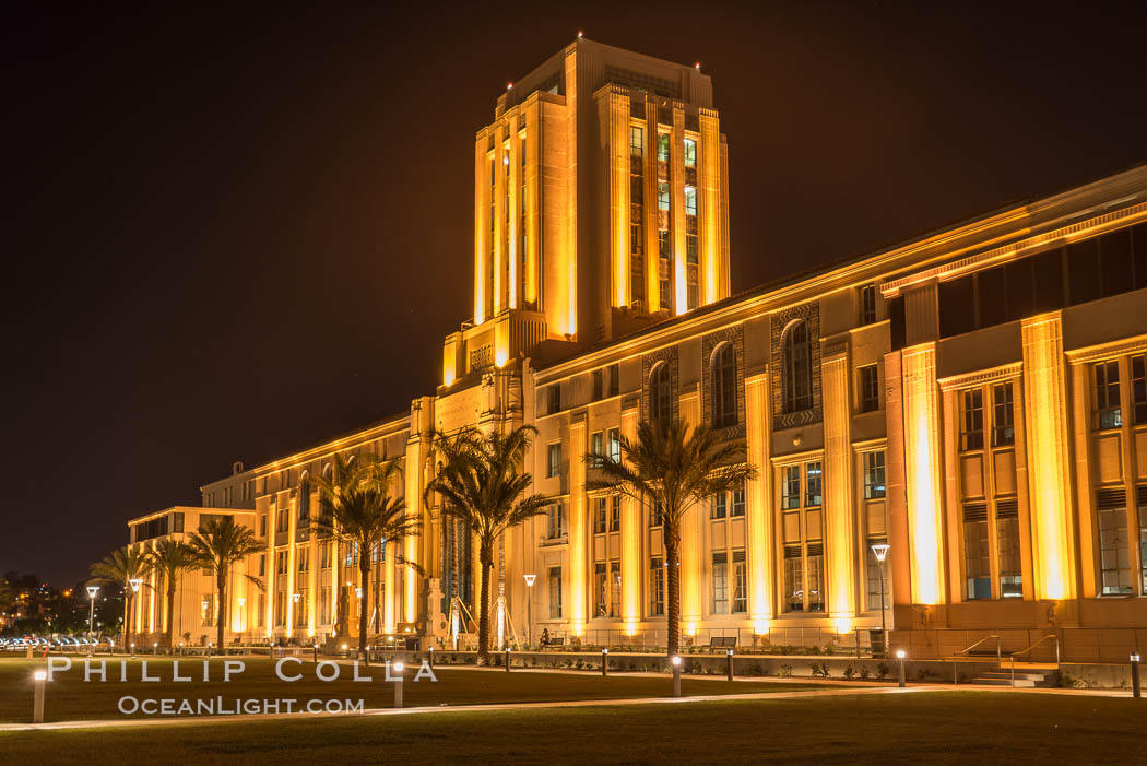 San Diego County Administration building at night., natural history stock photograph, photo id 29352