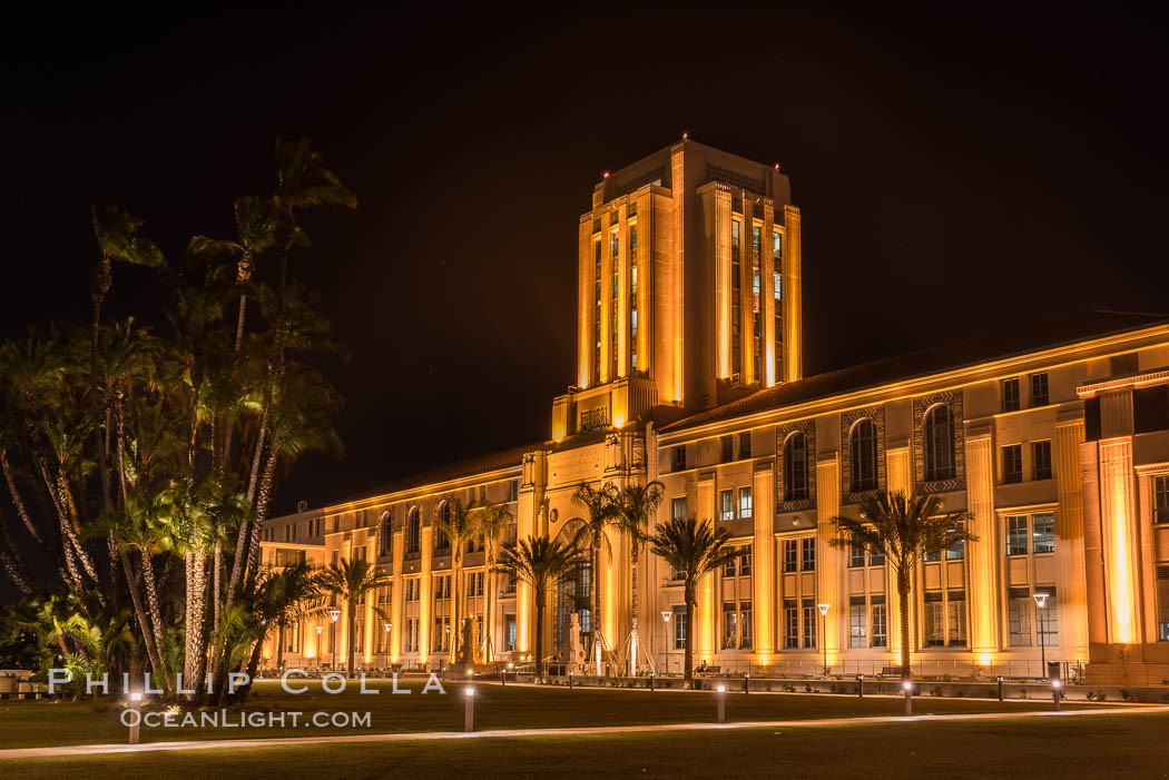 San Diego County Administration building at night., natural history stock photograph, photo id 29353
