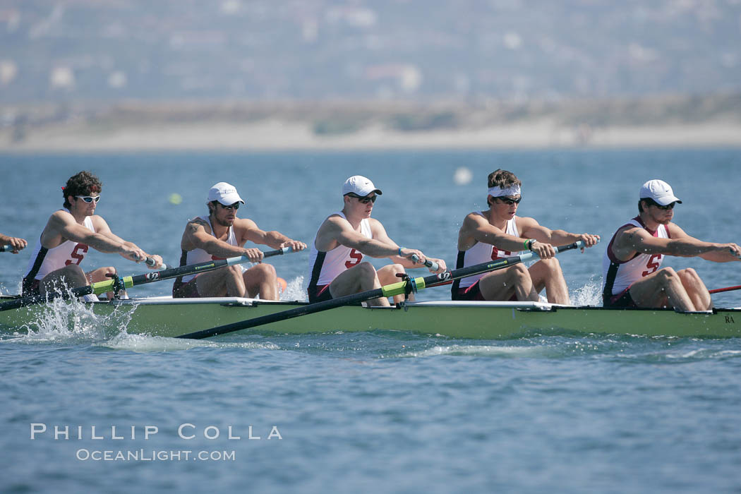 Stanford men en route to winning the Copley Cup, 2007 San Diego Crew Classic. Mission Bay, California, USA, natural history stock photograph, photo id 18682