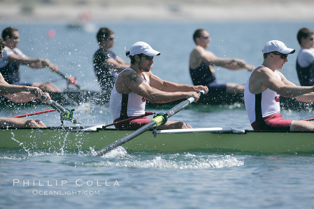 Stanford men en route to winning the Copley Cup, 2007 San Diego Crew Classic. Mission Bay, California, USA, natural history stock photograph, photo id 18690