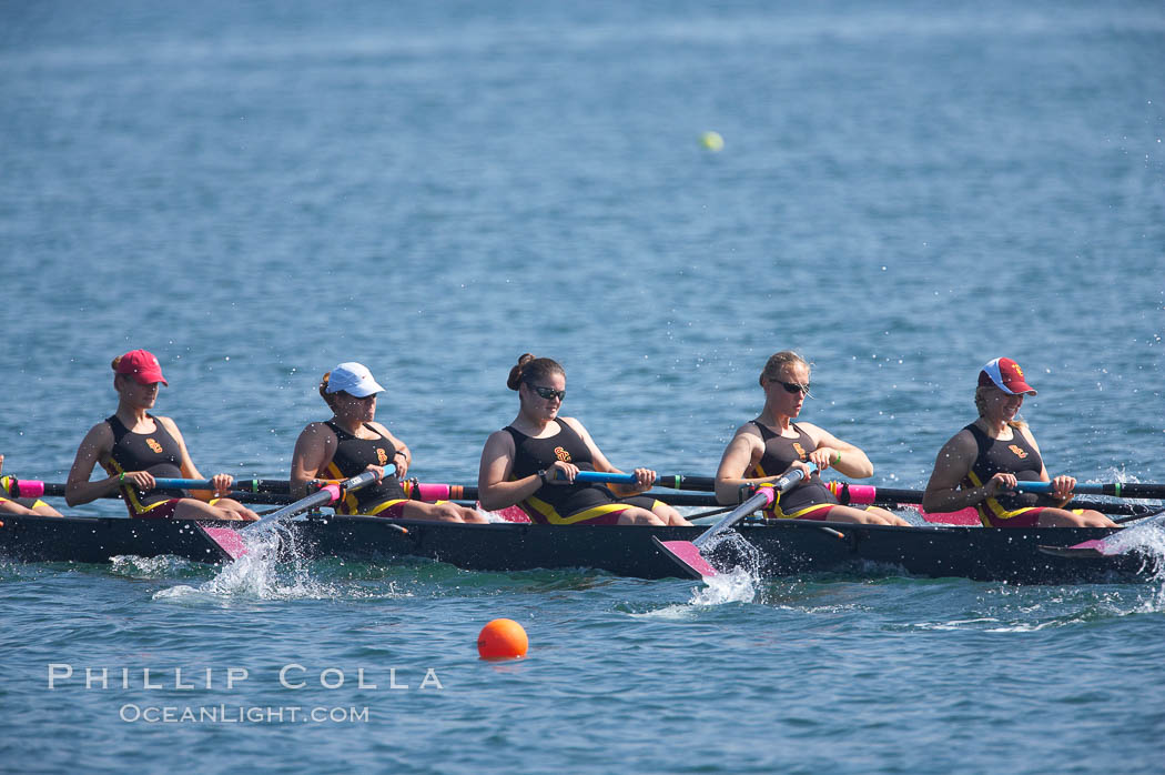 USC women's JV on their way to winning the Jackie Ann Stitt Hungness Trophy, 2007 San Diego Crew Classic. Mission Bay, California, USA, natural history stock photograph, photo id 18648