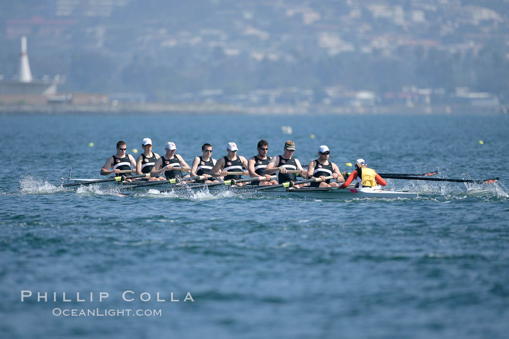 Oregon State en route to a second place finish in the men's JV final, 2007 San Diego Crew Classic. Mission Bay, California, USA, natural history stock photograph, photo id 18652