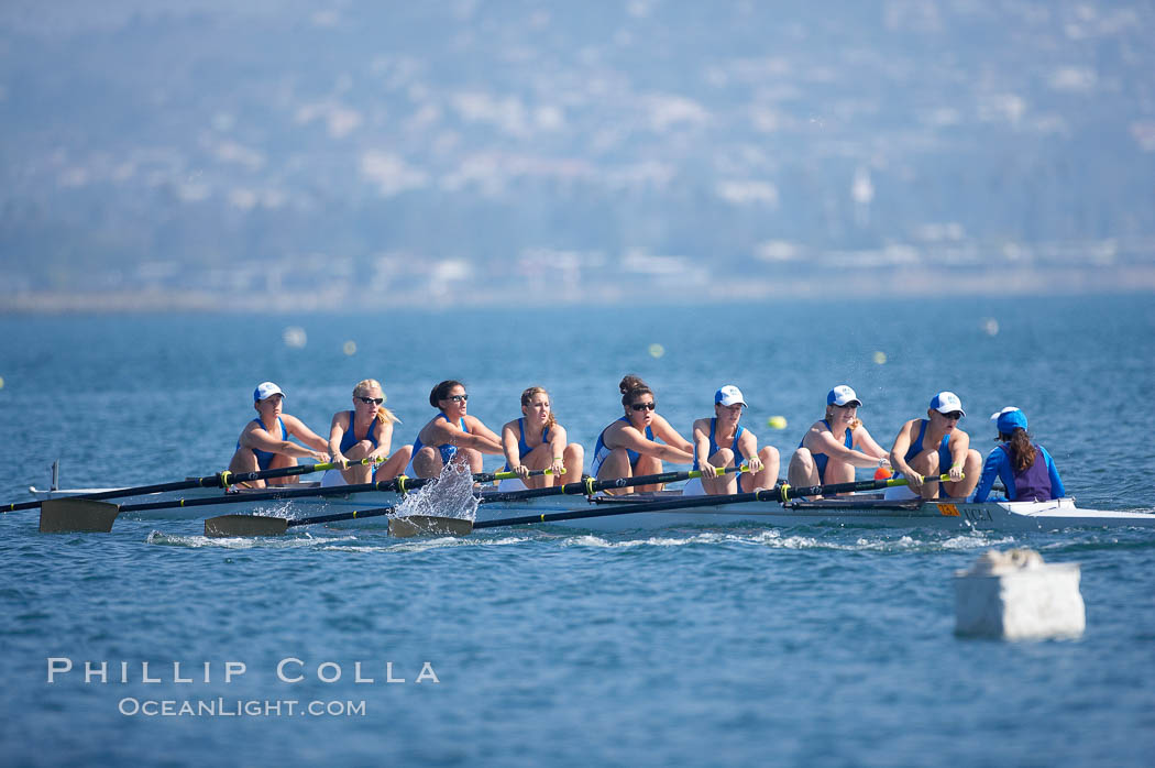 UCLA on their way to a third place finish in the women's JV final, 2007 San Diego Crew Classic. Mission Bay, California, USA, natural history stock photograph, photo id 18660