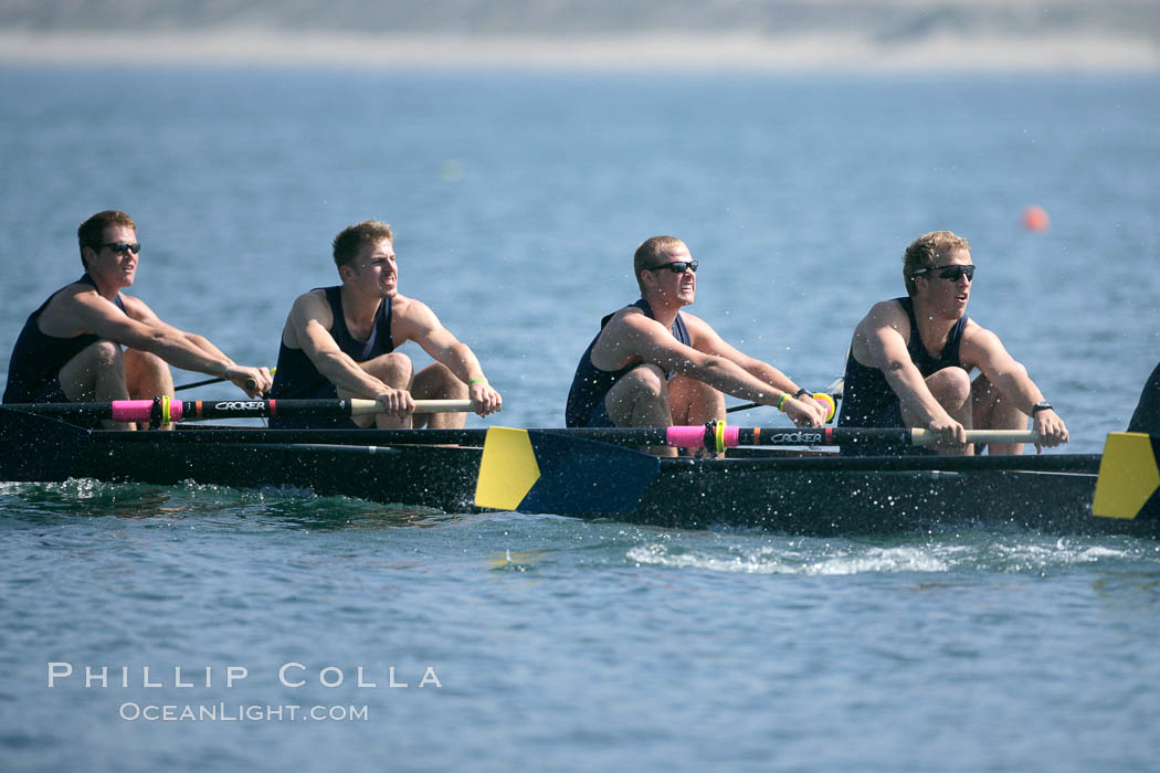 Cal (UC Berkeley) on their way to winning the men's JV final, 2007 San Diego Crew Classic. Mission Bay, California, USA, natural history stock photograph, photo id 18664