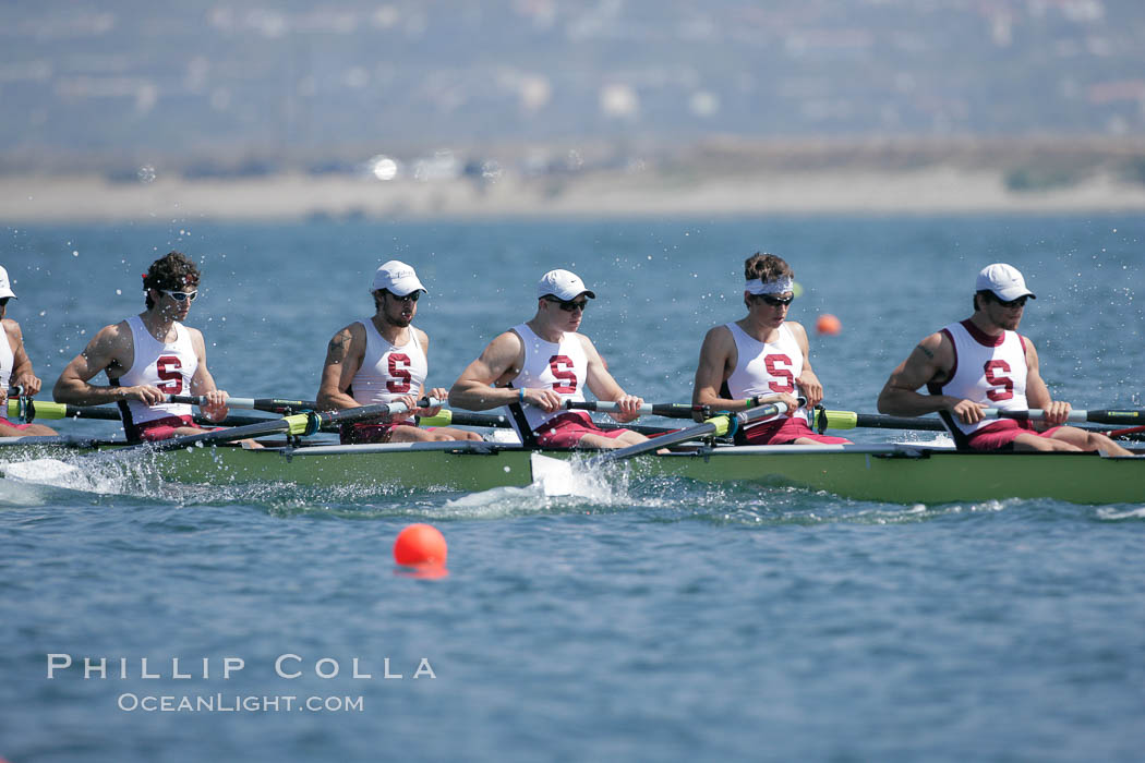 Stanford men en route to winning the Copley Cup, 2007 San Diego Crew Classic. Mission Bay, California, USA, natural history stock photograph, photo id 18684