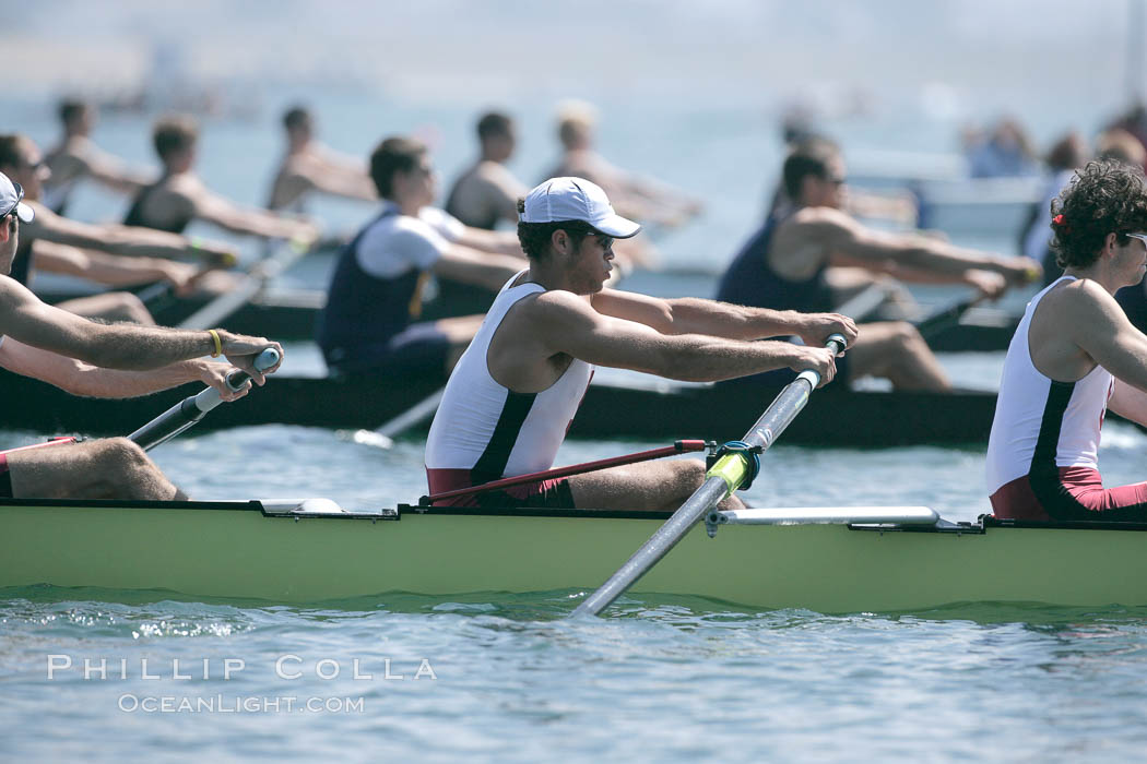 Start of the Copley Cup finals, Stanford (foreground) would win over Cal, 2007 San Diego Crew Classic. Mission Bay, California, USA, natural history stock photograph, photo id 18688