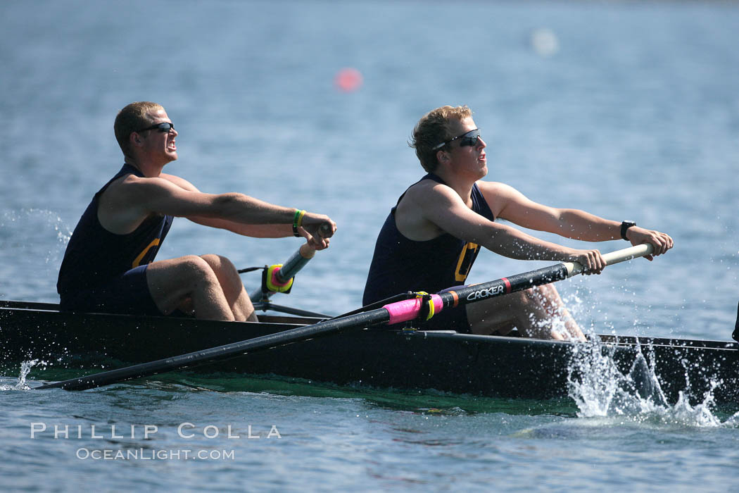 Cal (UC Berkeley) on their way to winning the men's JV final, 2007 San Diego Crew Classic. Mission Bay, California, USA, natural history stock photograph, photo id 18643