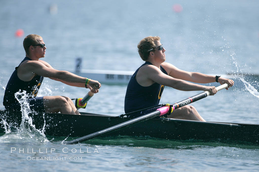 Cal (UC Berkeley) on their way to winning the men's JV final, 2007 San Diego Crew Classic. Mission Bay, California, USA, natural history stock photograph, photo id 18663