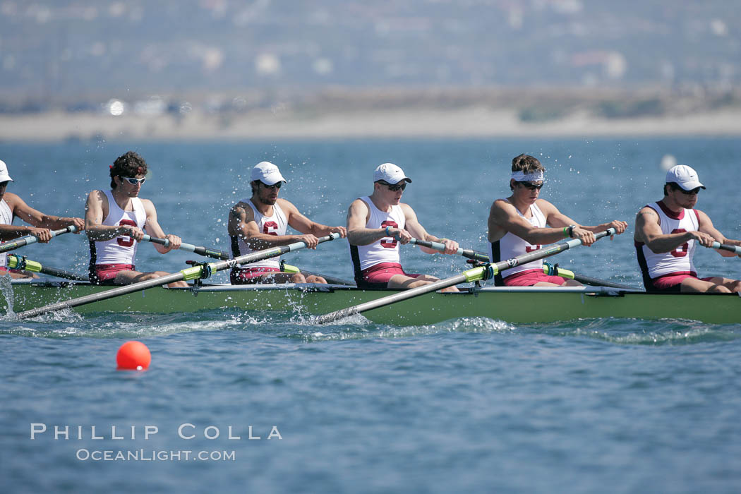 Stanford men en route to winning the Copley Cup, 2007 San Diego Crew Classic. Mission Bay, California, USA, natural history stock photograph, photo id 18683