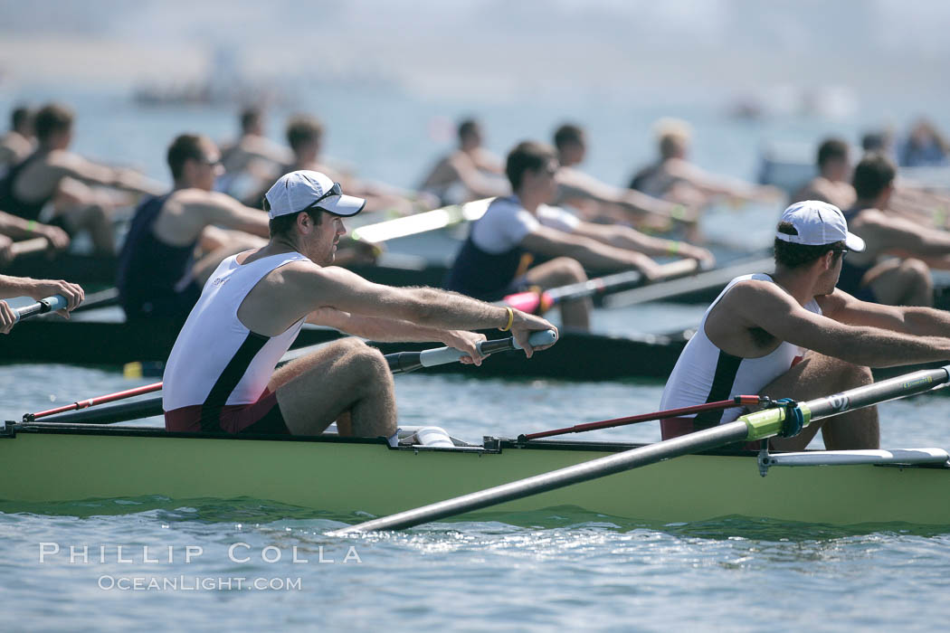 Start of the Copley Cup finals, Stanford (foreground) would win over Cal, 2007 San Diego Crew Classic. Mission Bay, California, USA, natural history stock photograph, photo id 18687