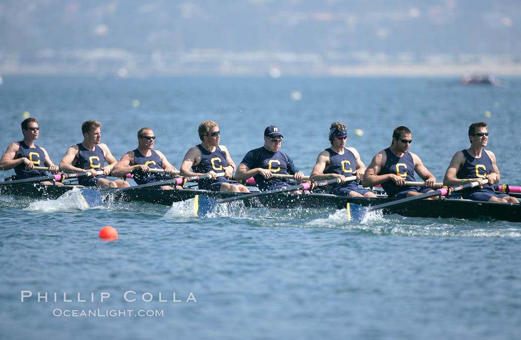Cal (UC Berkeley) on their way to winning the men's JV final, 2007 San Diego Crew Classic. Mission Bay, California, USA, natural history stock photograph, photo id 18641