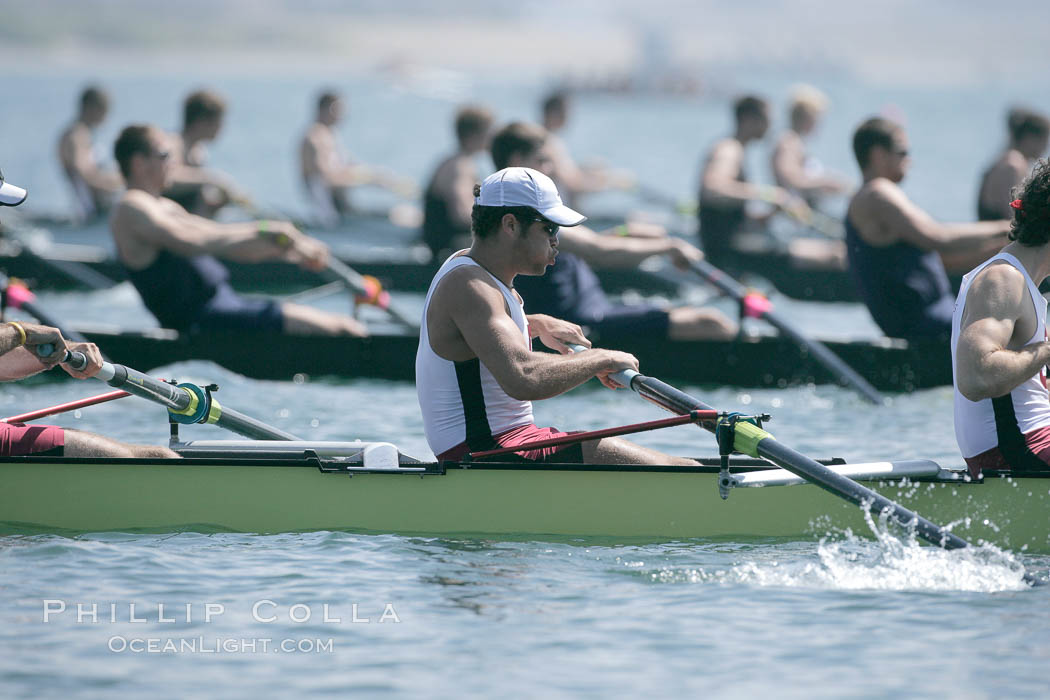 Start of the Copley Cup finals, Stanford (foreground) would win over Cal, 2007 San Diego Crew Classic. Mission Bay, California, USA, natural history stock photograph, photo id 18653