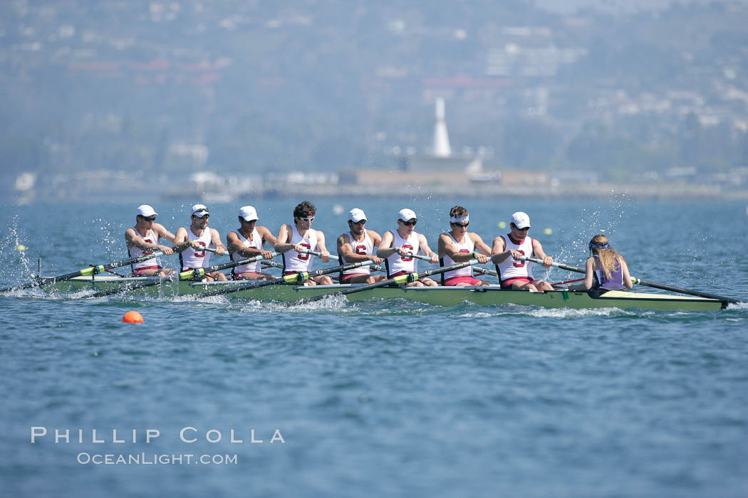 Stanford men en route to winning the Copley Cup, 2007 San Diego Crew Classic. Mission Bay, California, USA, natural history stock photograph, photo id 18685