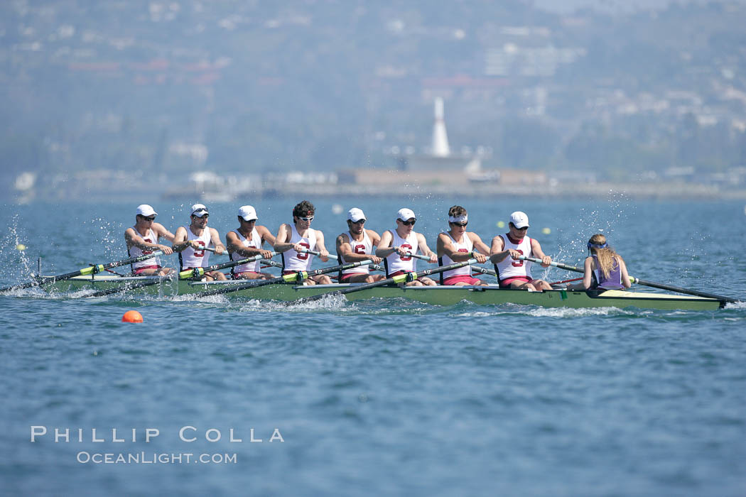 Stanford men en route to winning the Copley Cup, 2007 San Diego Crew Classic. Mission Bay, California, USA, natural history stock photograph, photo id 18685