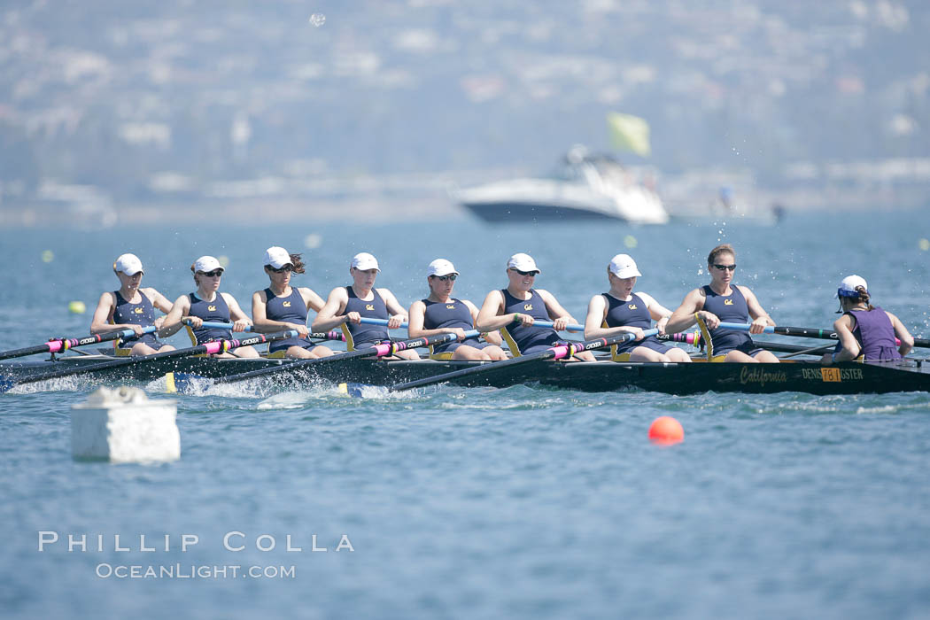 Cal (UC Berkeley) women en route to a second place finish in the Jessop-Whittier Cup final, 2007 San Diego Crew Classic. Mission Bay, California, USA, natural history stock photograph, photo id 18705