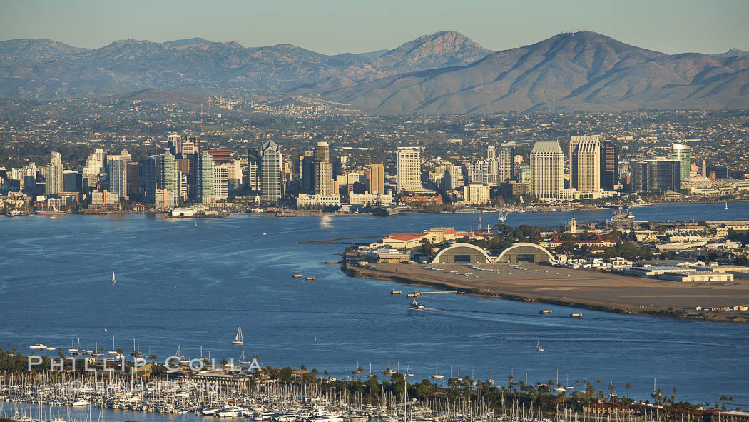 San Diego Harbor and downtown San Diego, seen from above Point Loma. California, USA, natural history stock photograph, photo id 22350