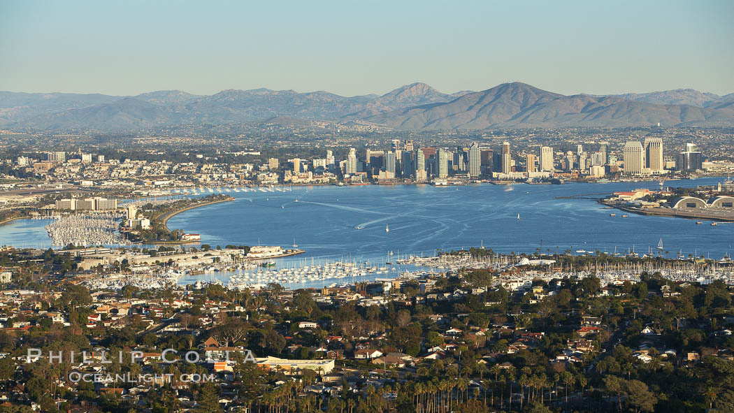 San Diego Harbor and downtown San Diego, seen from above Point Loma. California, USA, natural history stock photograph, photo id 22431