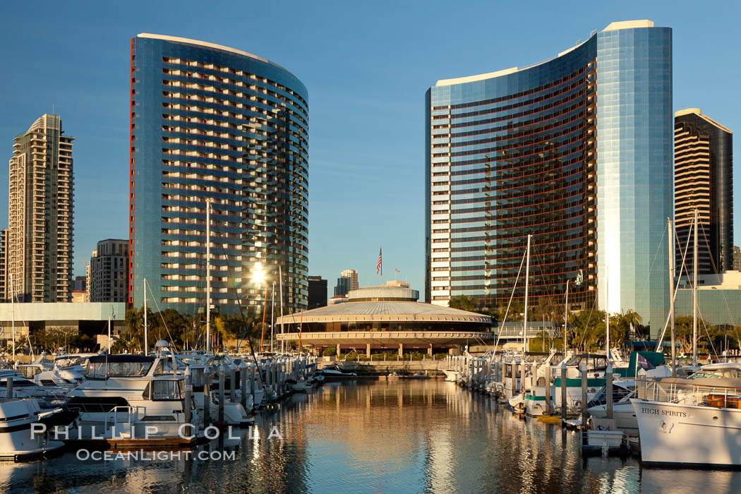 San Diego Marriott Hotel and Marina, viewed from the San Diego Embarcadero Marine Park. California, USA, natural history stock photograph, photo id 26562