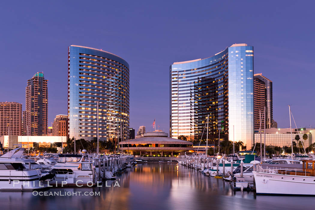 San Diego Marriott Hotel and Marina, viewed from the San Diego Embarcadero Marine Park. California, USA, natural history stock photograph, photo id 26569