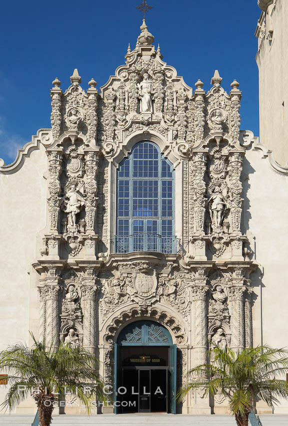 The San Diego Museum of Man in Balboa Park, also known as the California Building, is considered to be the most architecturally significant building in San Diego, and its construction beginning in 1915 introduced the Spanish Colonial-Revival style to Southern California. USA, natural history stock photograph, photo id 14600