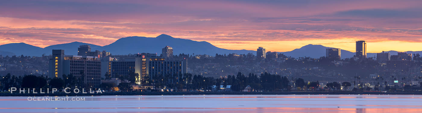 San Diego Sheraton Hotel on San Diego Bay, at dawn. California, USA, natural history stock photograph, photo id 37637