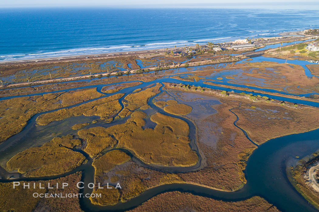 San Elijo Lagoon Aerial Photo, Encinitas, California. USA, natural history stock photograph, photo id 37963