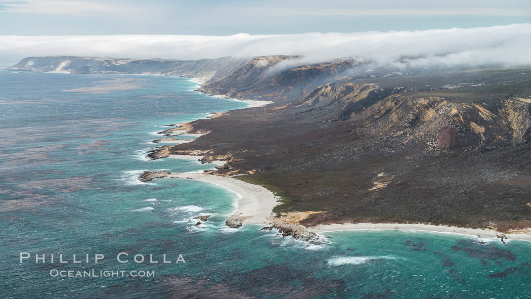 San Miguel Island south side, aerial photograph. California, USA, natural history stock photograph, photo id 29386