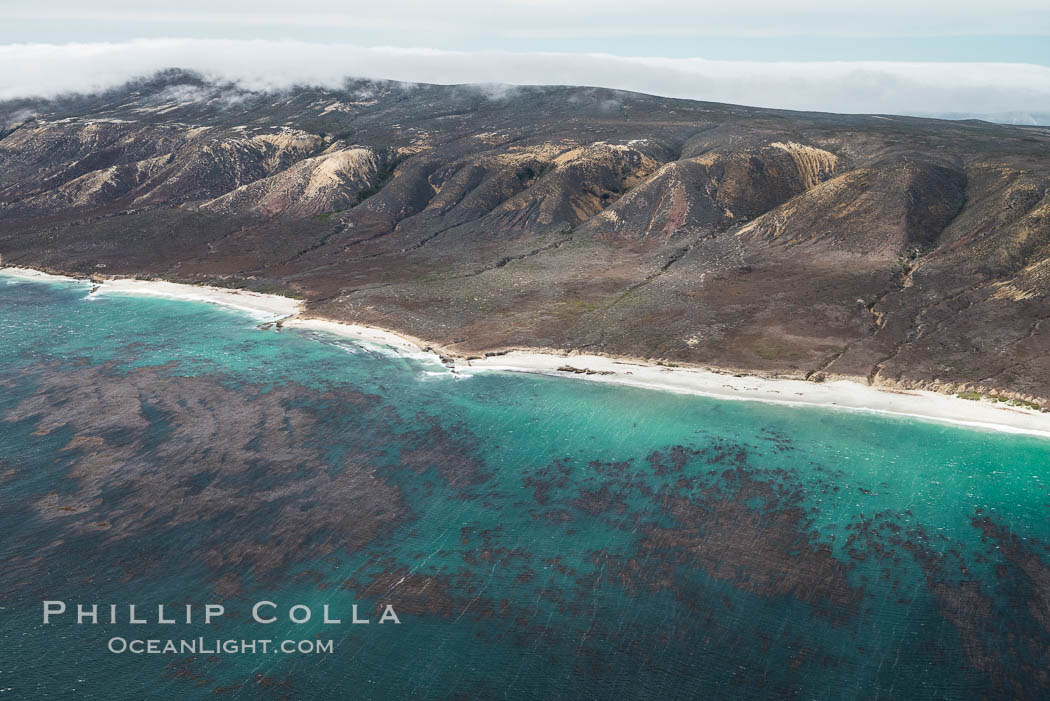 San Miguel Island south side, aerial photograph. California, USA, natural history stock photograph, photo id 29387