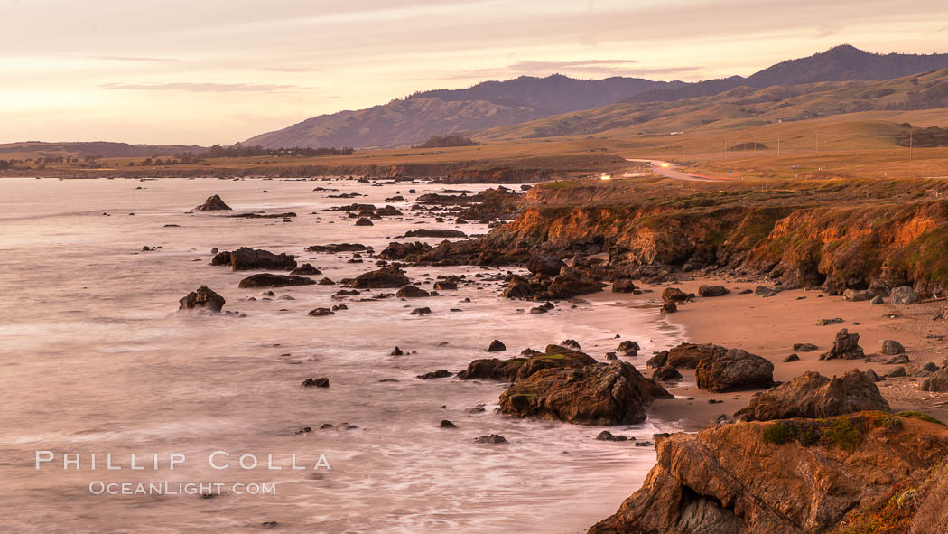 San Simeon Coastline at Sunset. California, USA, natural history stock photograph, photo id 35139