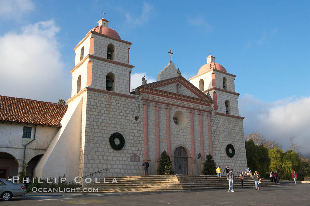 The Santa Barbara Mission.  Established in 1786, Mission Santa Barbara was the tenth of the California missions to be founded by the Spanish Franciscans.  Santa Barbara. USA, natural history stock photograph, photo id 14885