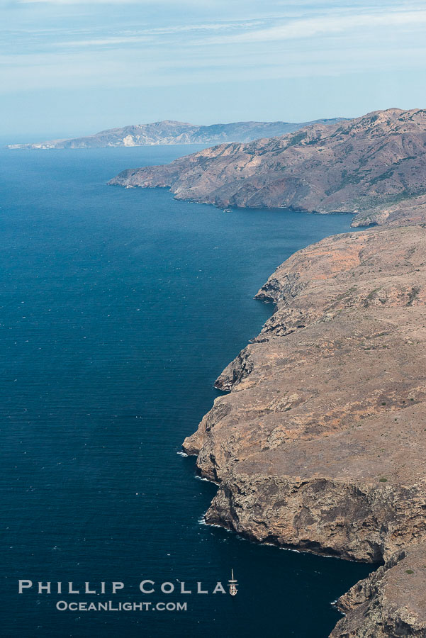 Santa Cruz Island, north side, aerial photo., natural history stock photograph, photo id 29393